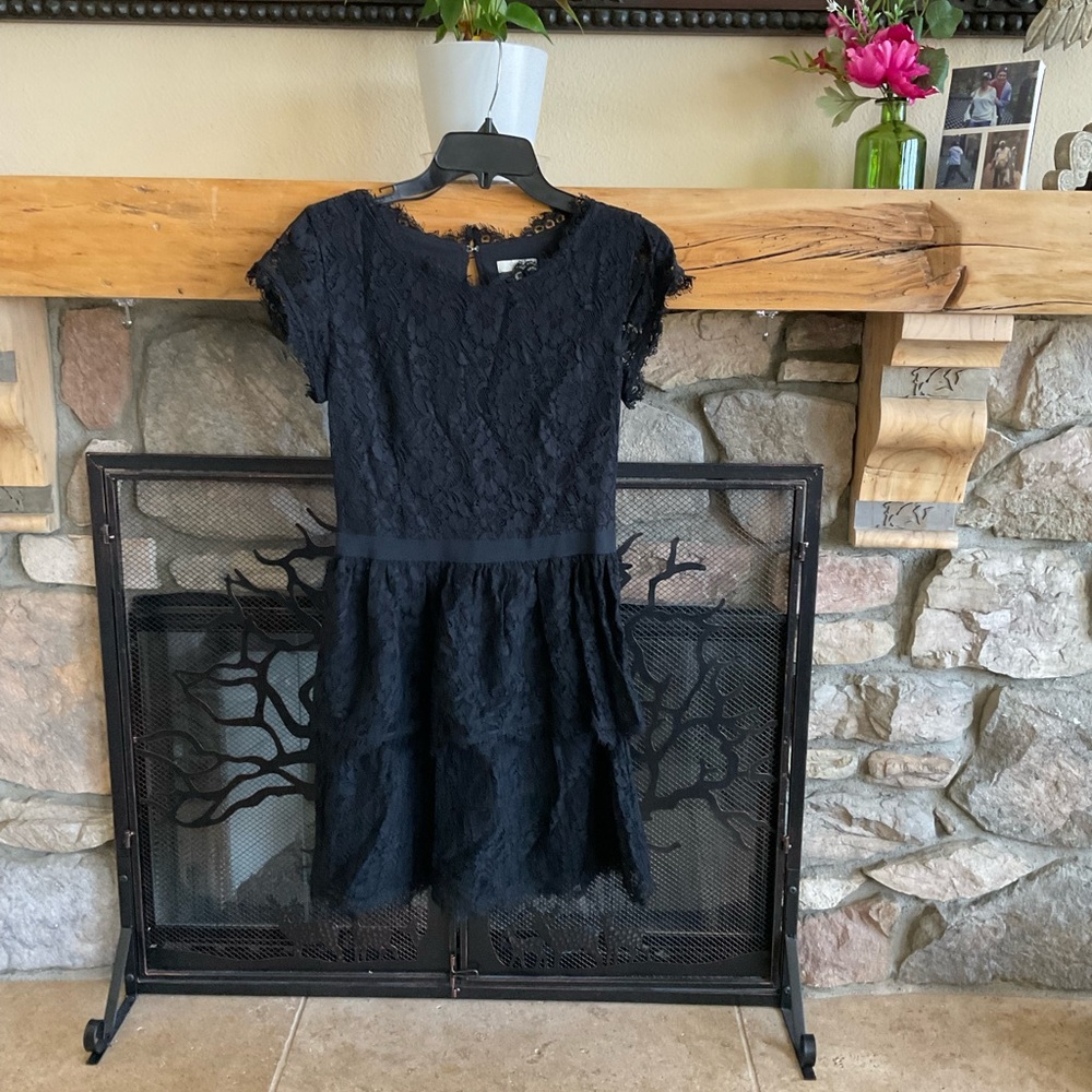 Joie Black Cap Sleeve Fit and Flare Dress